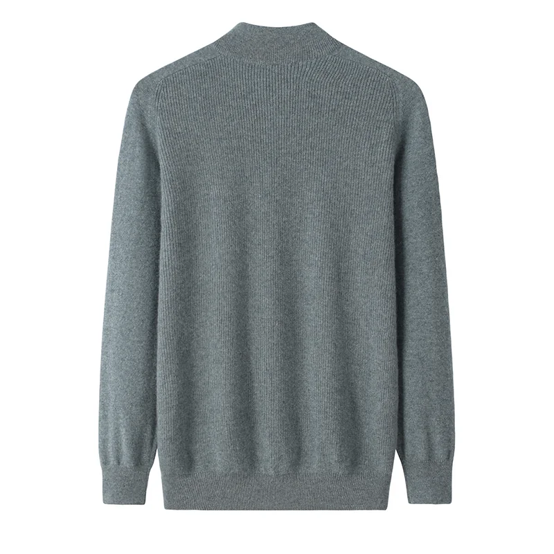 100% Cashmere, Cashmere crew-neck sweater — Grey, 14–15.5µm, Cashmere Garment / Men — detail view 2