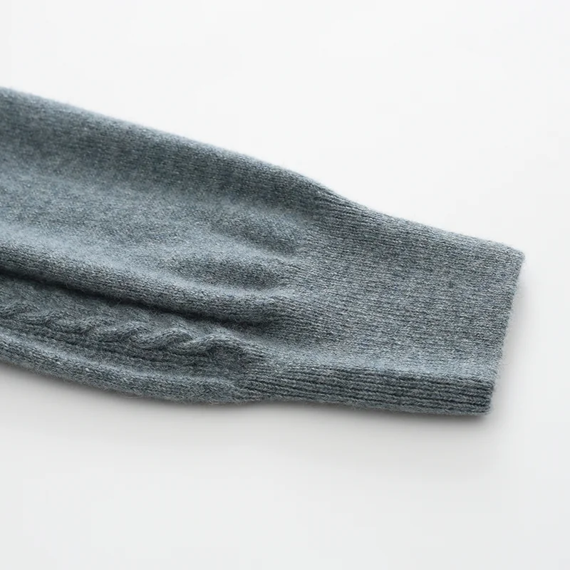 100% Cashmere, Cashmere crew-neck sweater — Grey, 14–15.5µm, Cashmere Garment / Men — detail view 7