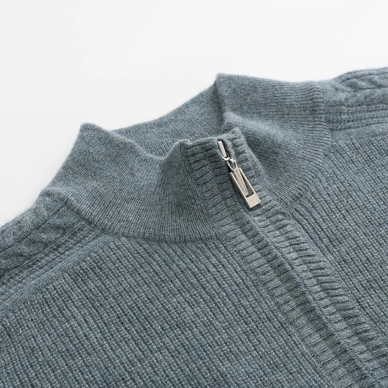 100% Cashmere, Cashmere crew-neck sweater — Grey, 14–15.5µm, Cashmere Garment / Men — detail view 8