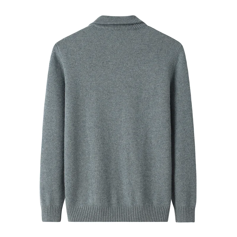 100% Cashmere, Cashmere crew-neck sweater — Grey, 14–15.5µm, Cashmere Garment / Men — detail view 2