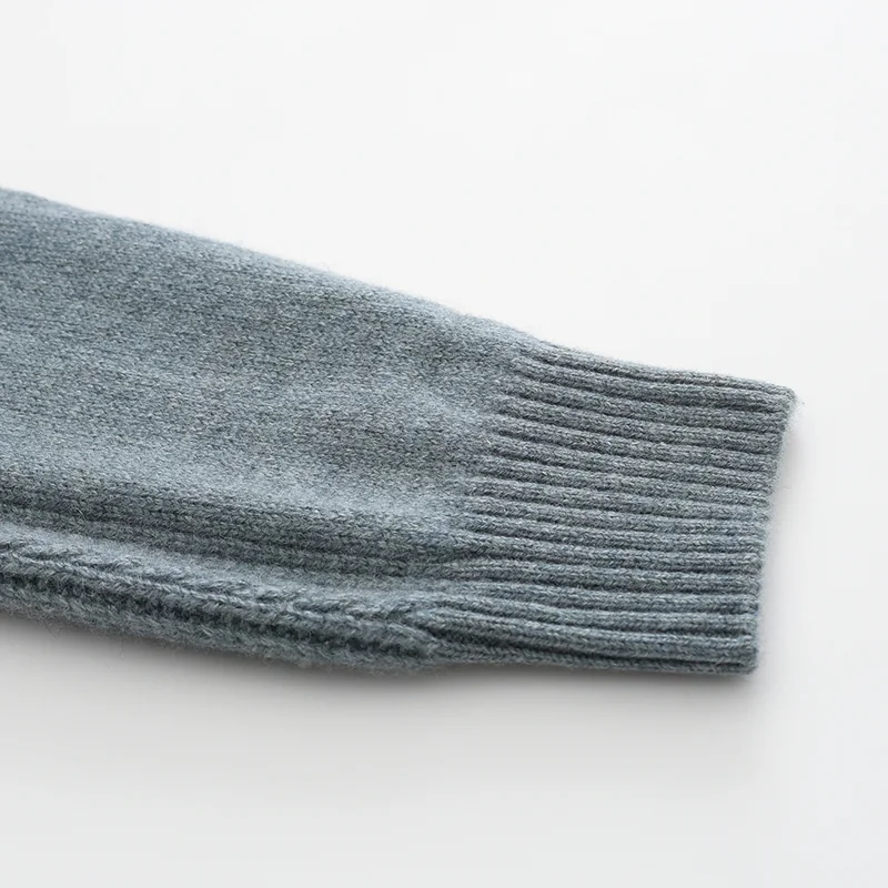 100% Cashmere, Cashmere crew-neck sweater — Grey, 14–15.5µm, Cashmere Garment / Men — detail view 6