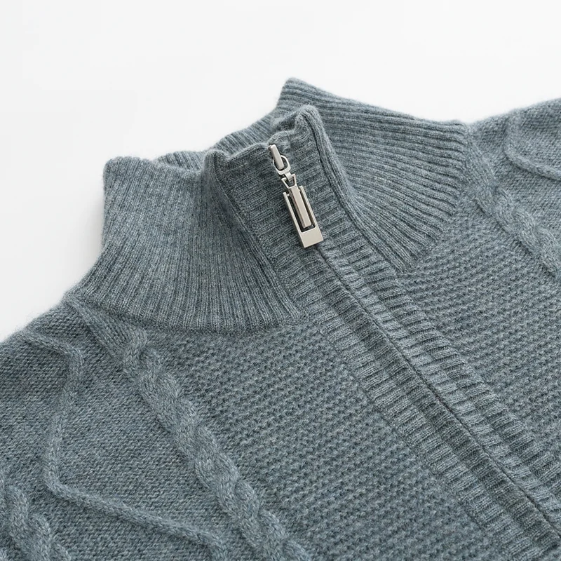 100% Cashmere, Cashmere crew-neck sweater — Grey, 14–15.5µm, Cashmere Garment / Men — detail view 7