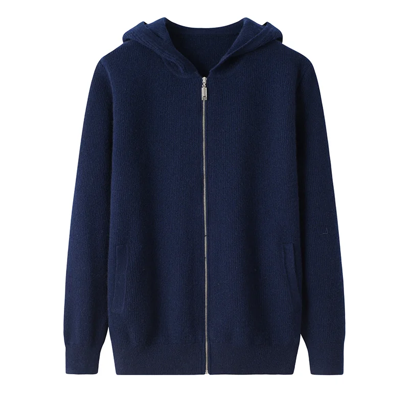 Cashmere zip-neck sweater — Grey Full zip