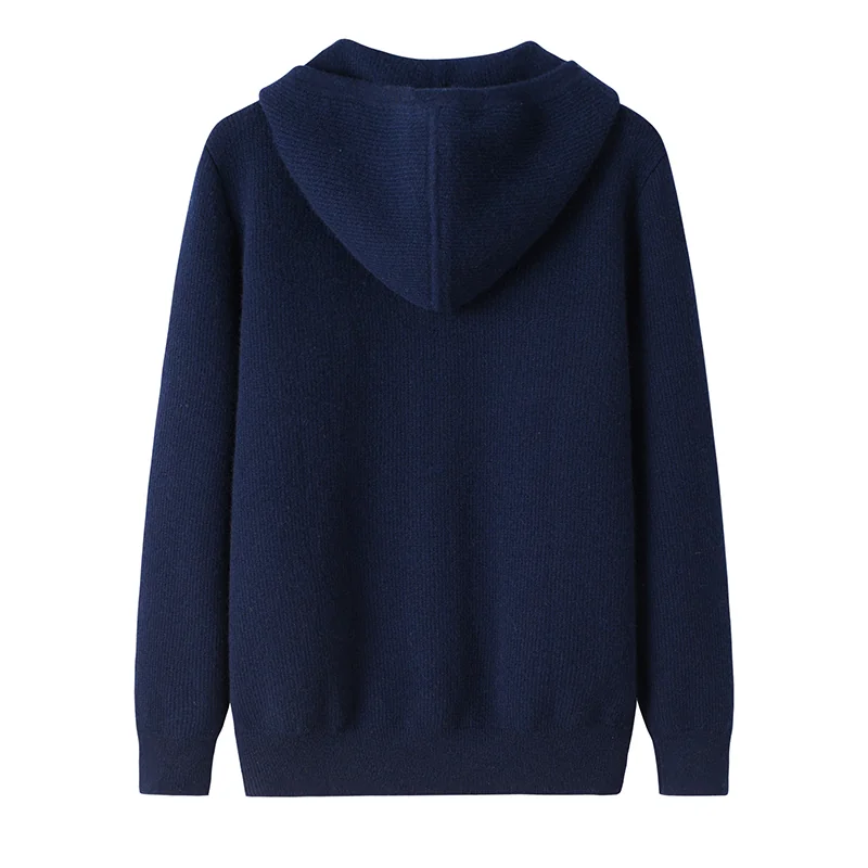 100% Cashmere, Cashmere zip-neck sweater — Grey Full zip, 14–15.5µm, Cashmere Garment / Men — detail view 2
