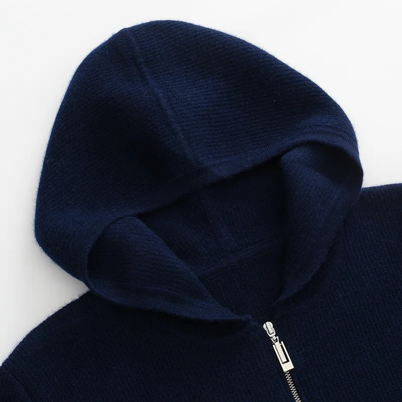 100% Cashmere, Cashmere zip-neck sweater — Grey Full zip, 14–15.5µm, Cashmere Garment / Men — detail view 6