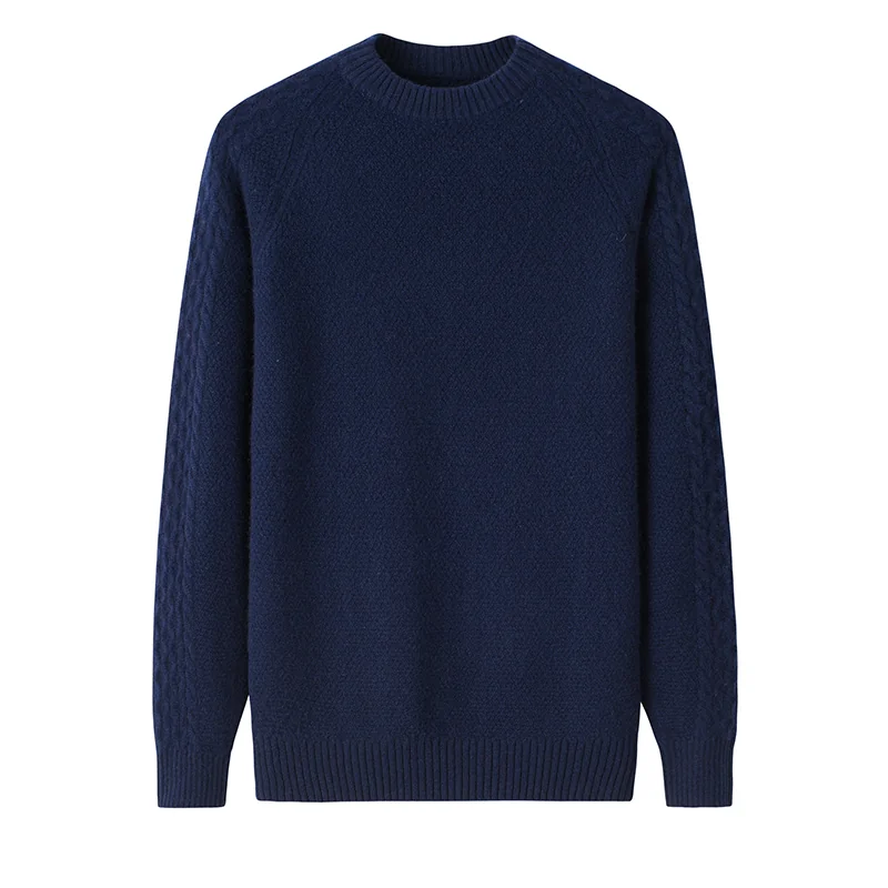 100% Cashmere, Cashmere crew-neck sweater — Green, 14–15.5µm, Cashmere Garment / Men — detail view 4