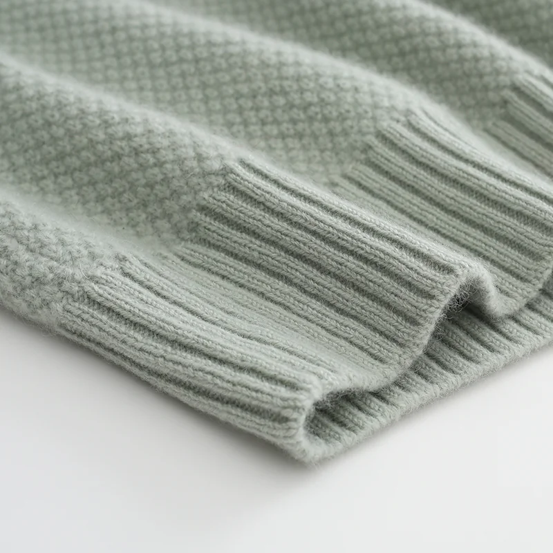 100% Cashmere, Cashmere crew-neck sweater — Green, 14–15.5µm, Cashmere Garment / Men — detail view 5