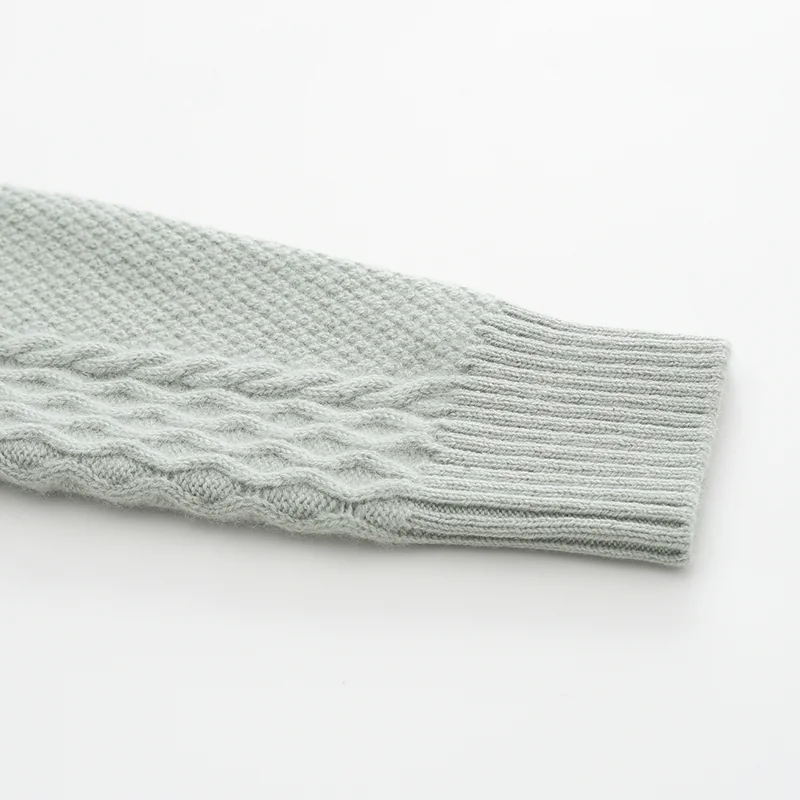 100% Cashmere, Cashmere crew-neck sweater — Green, 14–15.5µm, Cashmere Garment / Men — detail view 6