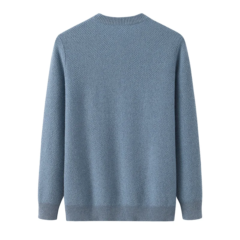 100% Cashmere, Cashmere crew-neck sweater — Grey, 14–15.5µm, Cashmere Garment / Men — detail view 2