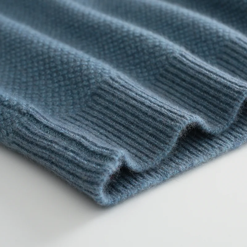 100% Cashmere, Cashmere crew-neck sweater — Grey, 14–15.5µm, Cashmere Garment / Men — detail view 6
