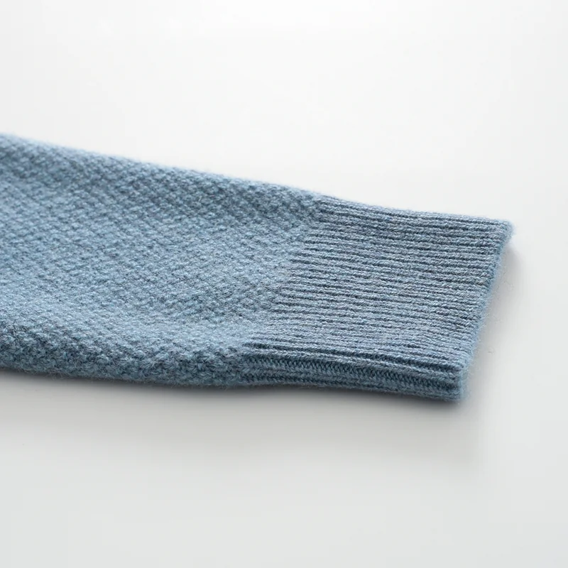 100% Cashmere, Cashmere crew-neck sweater — Grey, 14–15.5µm, Cashmere Garment / Men — detail view 7