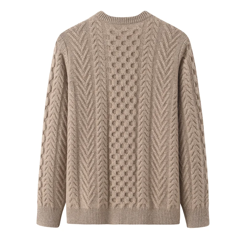 100% Cashmere, Cashmere crew-neck sweater — Green, 14–15.5µm, Cashmere Garment / Men — detail view 2
