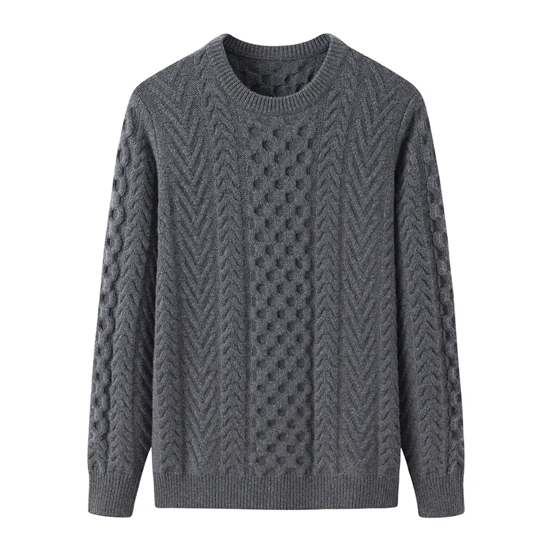 100% Cashmere, Cashmere crew-neck sweater — Green, 14–15.5µm, Cashmere Garment / Men — detail view 4