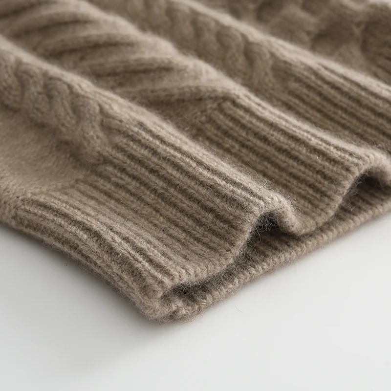 100% Cashmere, Cashmere crew-neck sweater — Green, 14–15.5µm, Cashmere Garment / Men — detail view 7