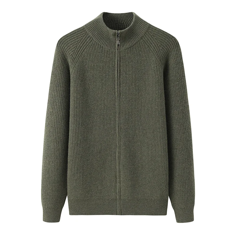 100% Cashmere, Cashmere crew-neck sweater — Green, 14–15.5µm, Cashmere Garment / Men — detail view 3