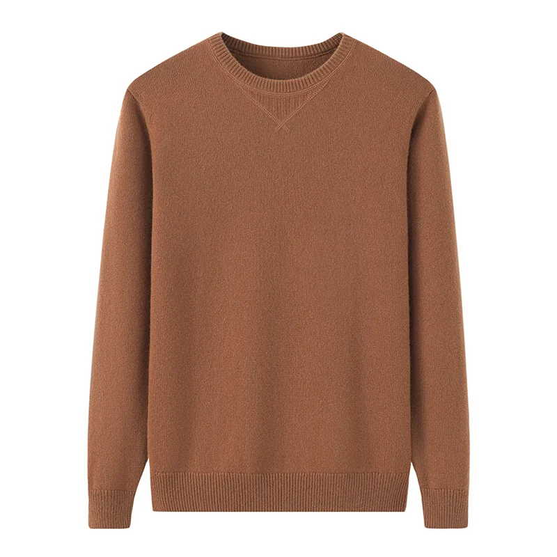100% Cashmere, Cashmere crew-neck sweater — Green, 14–15.5µm, Cashmere Garment / Men