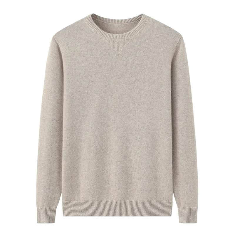 100% Cashmere, Cashmere crew-neck sweater — Green, 14–15.5µm, Cashmere Garment / Men — detail view 4