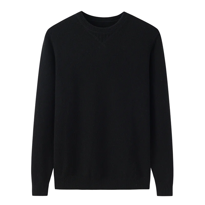 100% Cashmere, Cashmere crew-neck sweater — Green, 14–15.5µm, Cashmere Garment / Men — detail view 5