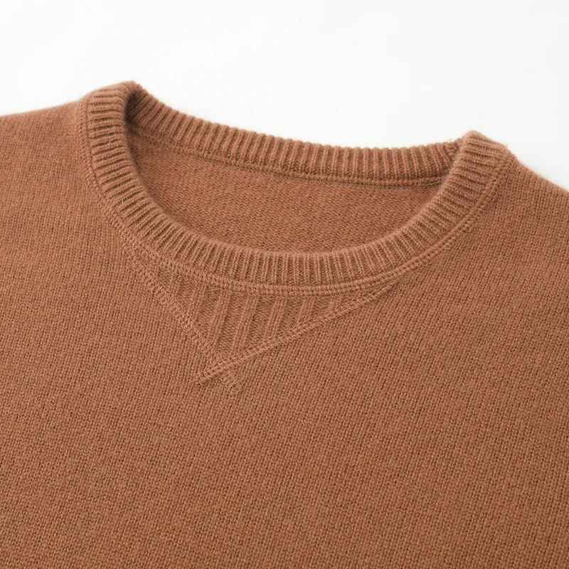 100% Cashmere, Cashmere crew-neck sweater — Green, 14–15.5µm, Cashmere Garment / Men — detail view 8
