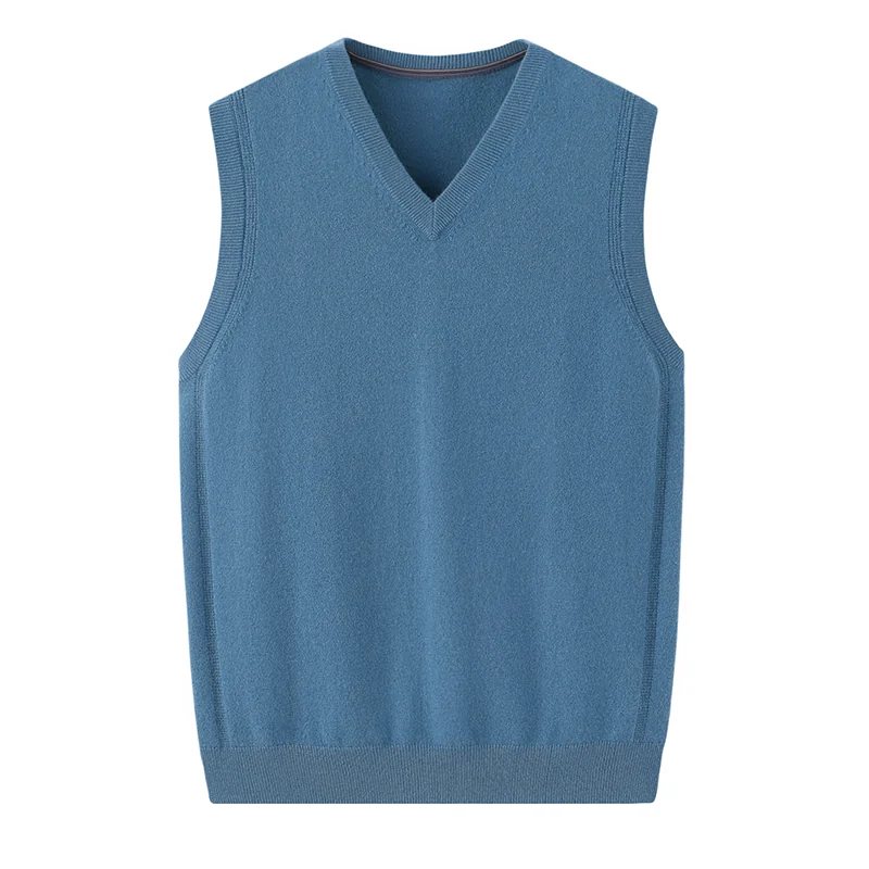 Cashmere sleeveless vest — Navy