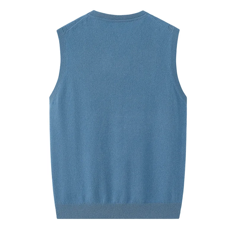 100% Cashmere, Cashmere sleeveless vest — Navy, 14–15.5µm, Cashmere Garment / Men — detail view 2