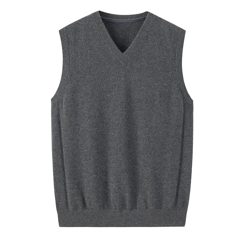 100% Cashmere, Cashmere sleeveless vest — Navy, 14–15.5µm, Cashmere Garment / Men — detail view 4