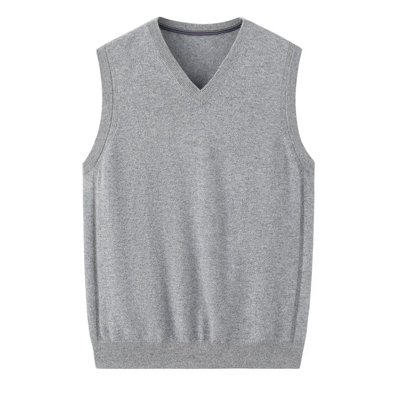 100% Cashmere, Cashmere sleeveless vest — Navy, 14–15.5µm, Cashmere Garment / Men — detail view 5
