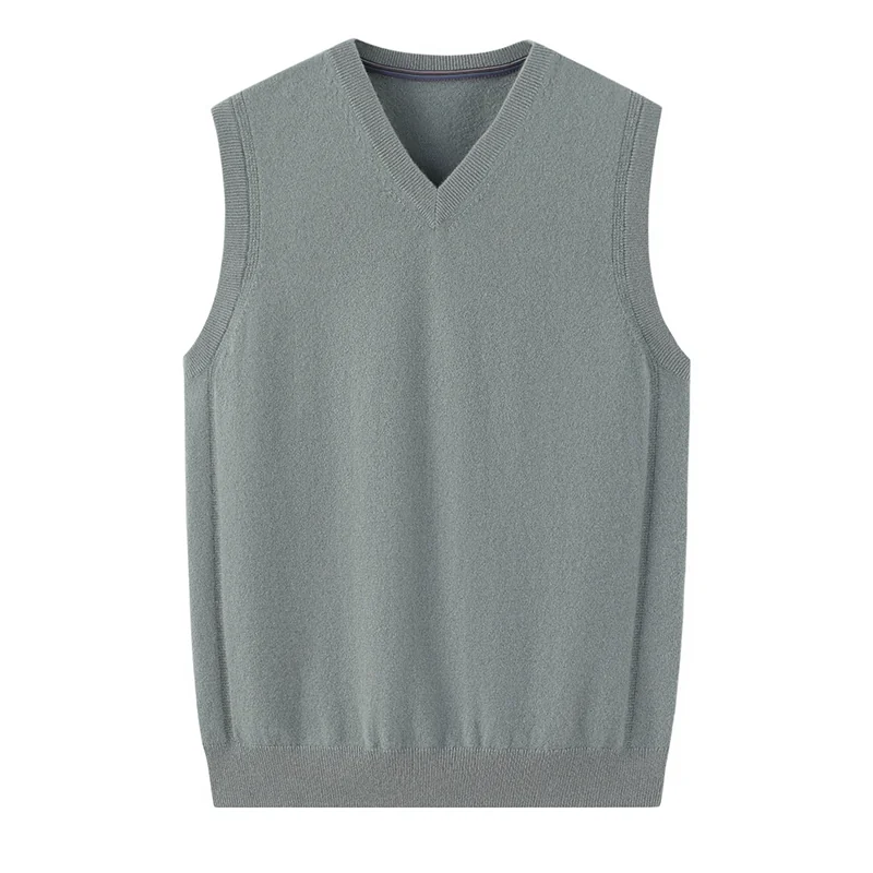 100% Cashmere, Cashmere sleeveless vest — Navy, 14–15.5µm, Cashmere Garment / Men — detail view 6