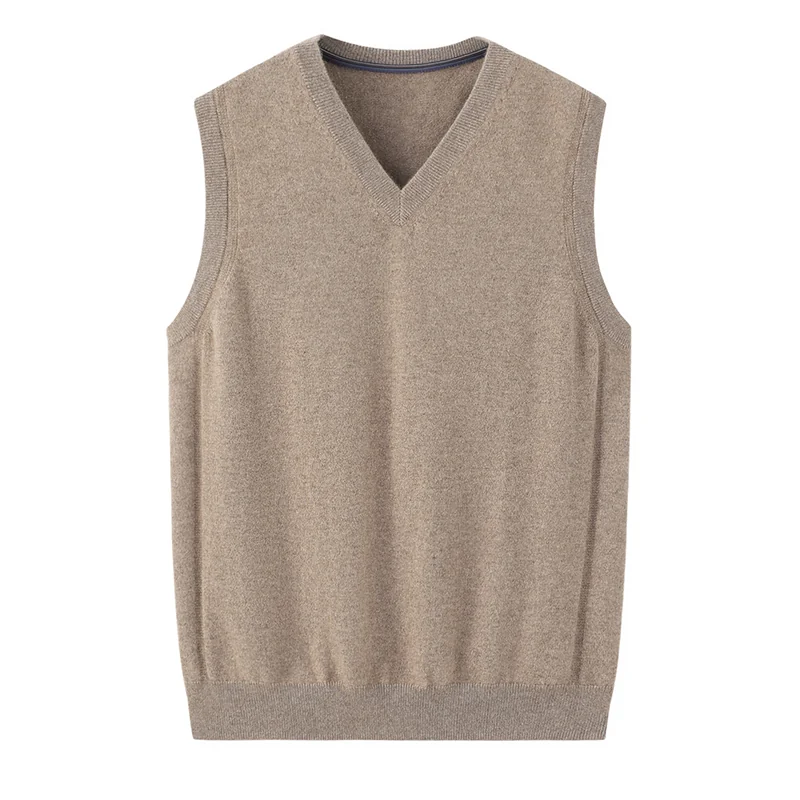100% Cashmere, Cashmere sleeveless vest — Navy, 14–15.5µm, Cashmere Garment / Men — detail view 7