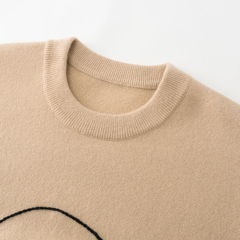 100% Cashmere, Cashmere crew-neck sweater — Beige, 14–15.5µm, Cashmere Garment / Women — detail view 6