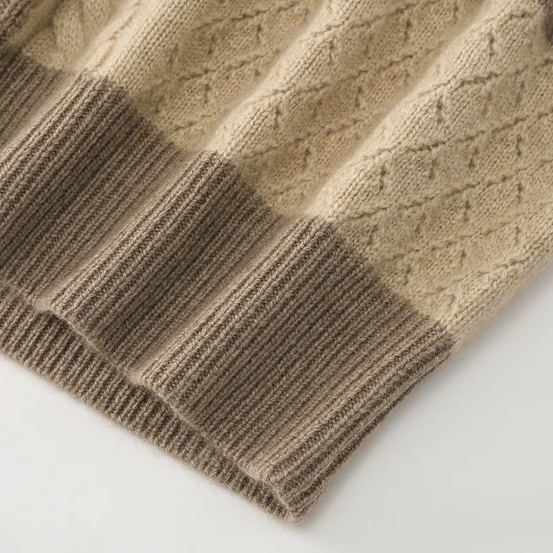 100% Cashmere, Cashmere crew-neck sweater — Colour-block, 14–15.5µm, Cashmere Garment / Women — detail view 3