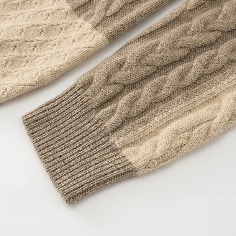 100% Cashmere, Cashmere crew-neck sweater — Colour-block, 14–15.5µm, Cashmere Garment / Women — detail view 4