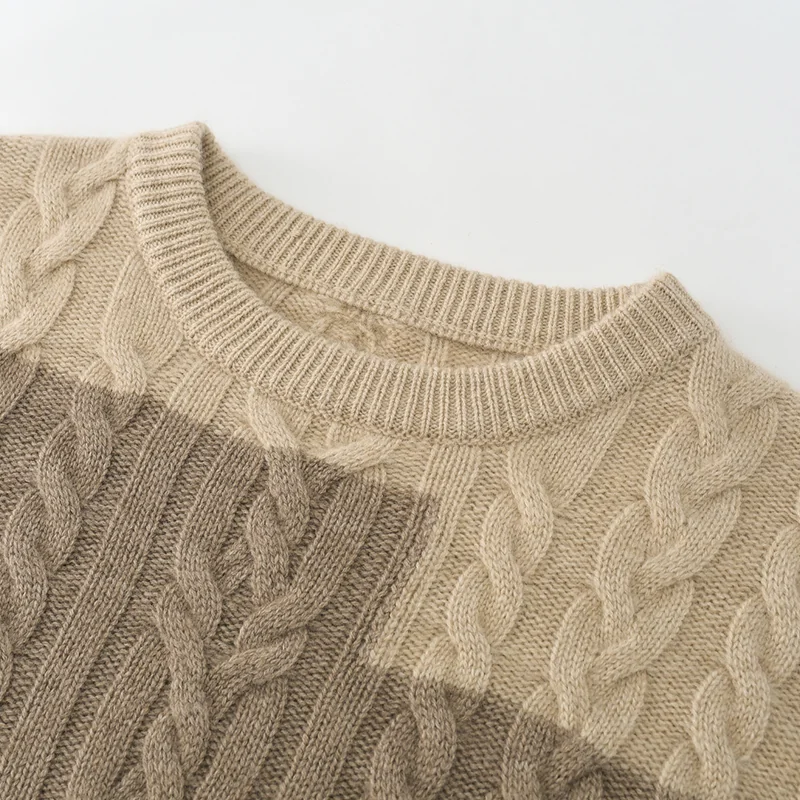 100% Cashmere, Cashmere crew-neck sweater — Colour-block, 14–15.5µm, Cashmere Garment / Women — detail view 5