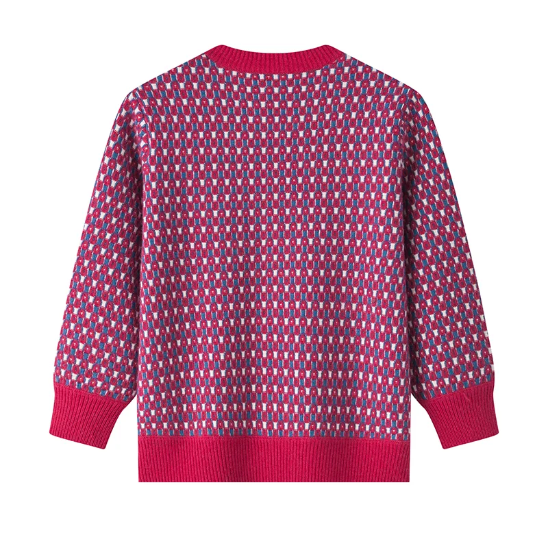 Cashmere crew-neck sweater — Pink Printed