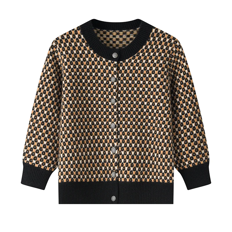 100% Cashmere, Cashmere crew-neck sweater — Pink Printed, 14–15.5µm, Cashmere Garment / Women — detail view 3