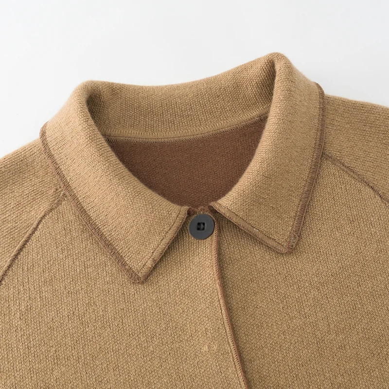 100% Cashmere, Cashmere crew-neck sweater — Camel Hooded, 14–15.5µm, Cashmere Garment / Women — detail view 6