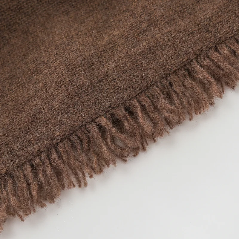 100% Cashmere, Cashmere crew-neck sweater — Camel Hooded, 14–15.5µm, Cashmere Garment / Women — detail view 6