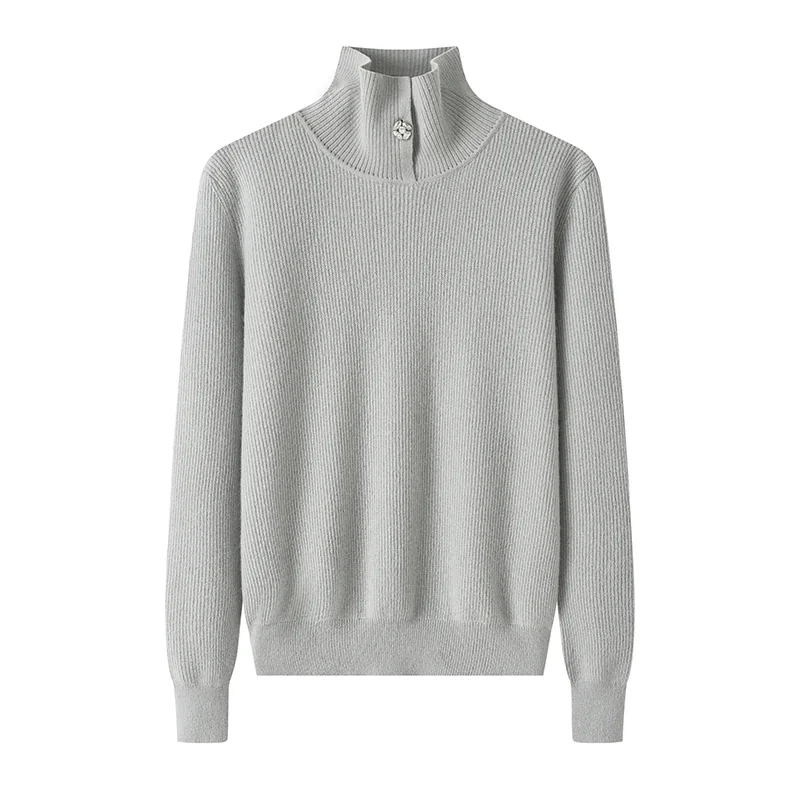100% Cashmere, Cashmere crew-neck sweater — White, 14–15.5µm, Cashmere Garment / Women — detail view 3