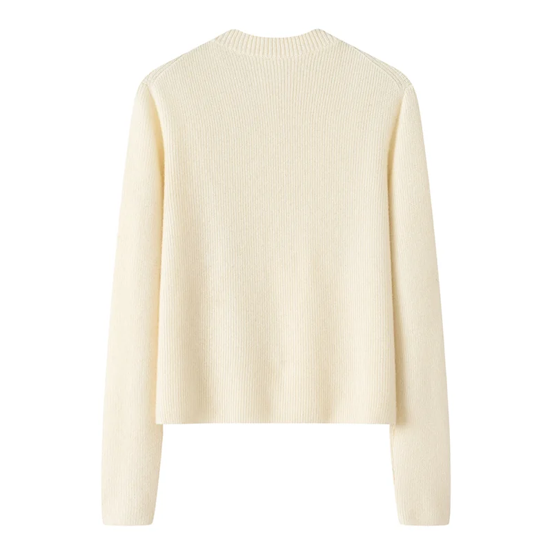 Cashmere crew-neck sweater — White — Cashmere Sweaters & Knitwear, 100% Cashmere