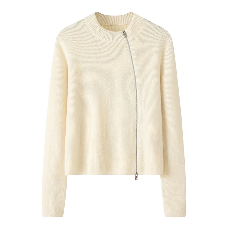 100% Cashmere, Cashmere crew-neck sweater — White, 14–15.5µm, Cashmere Garment / Women — detail view 2