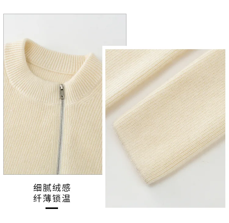 100% Cashmere, Cashmere crew-neck sweater — White, 14–15.5µm, Cashmere Garment / Women — detail view 6