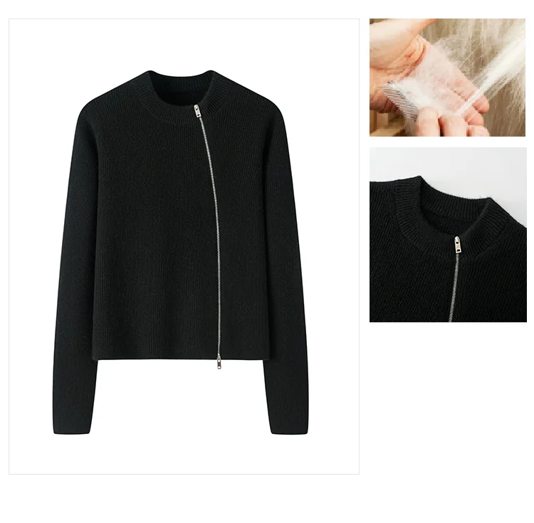 100% Cashmere, Cashmere crew-neck sweater — White, 14–15.5µm, Cashmere Garment / Women — detail view 8