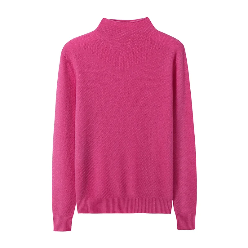 100% Cashmere, Cashmere crew-neck sweater — Pink, 14–15.5µm, Cashmere Garment / Women — detail view 2