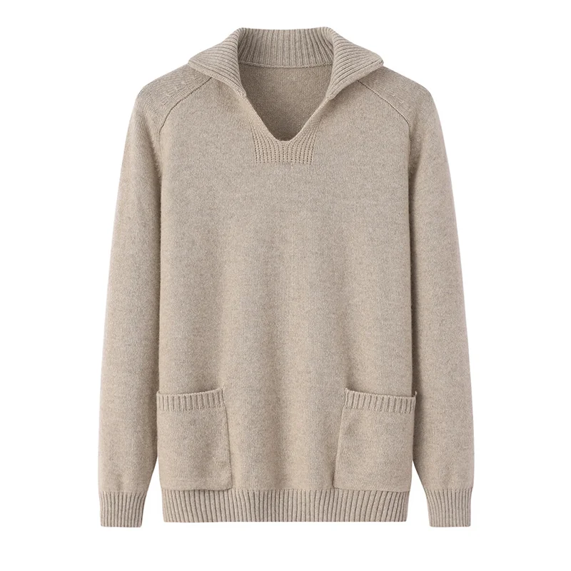 100% Cashmere, Cashmere crew-neck sweater — Grey, 14–15.5µm, Cashmere Garment / Women — detail view 3