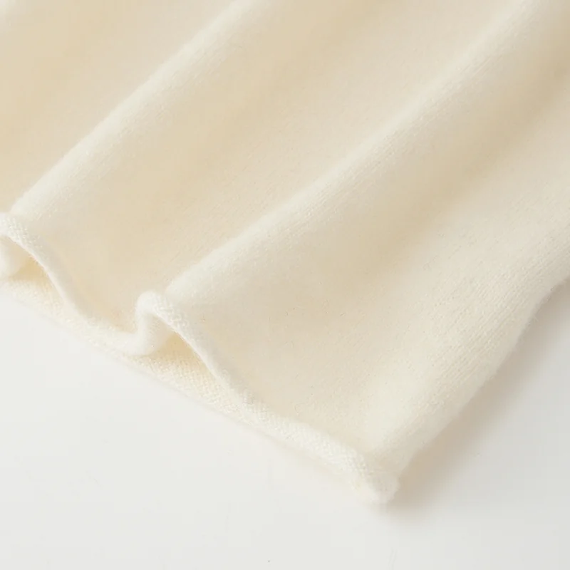 100% Cashmere, Cashmere knit dress — White Dress, 14–15.5µm, Cashmere Garment / Women — detail view 5