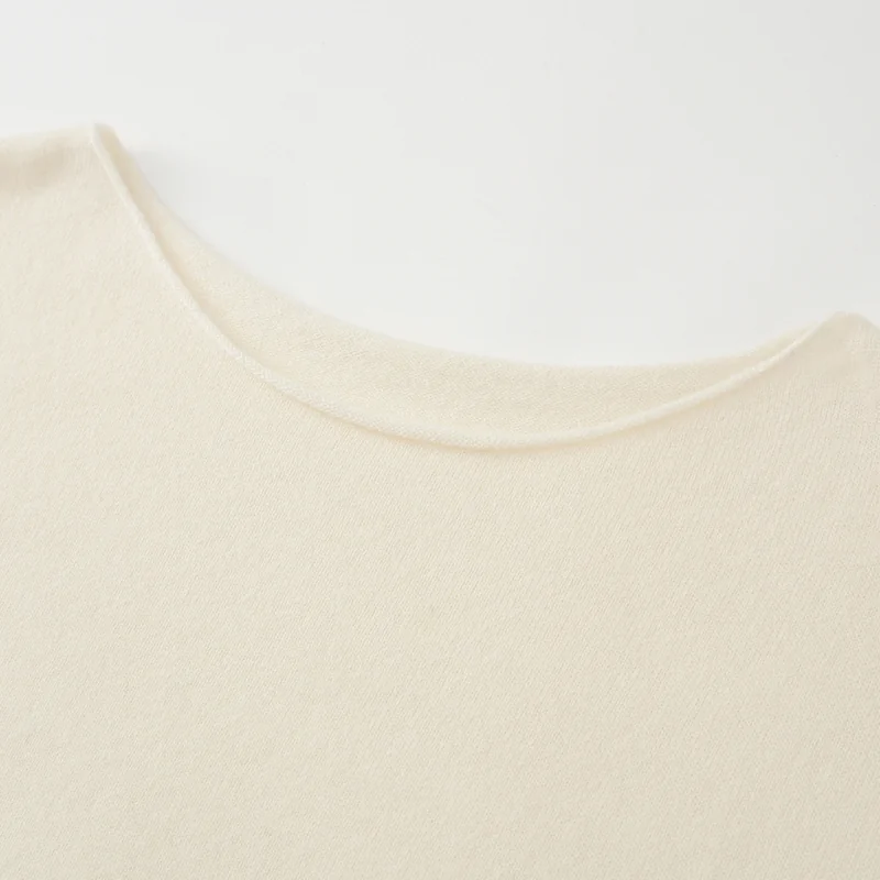 100% Cashmere, Cashmere knit dress — White Dress, 14–15.5µm, Cashmere Garment / Women — detail view 7