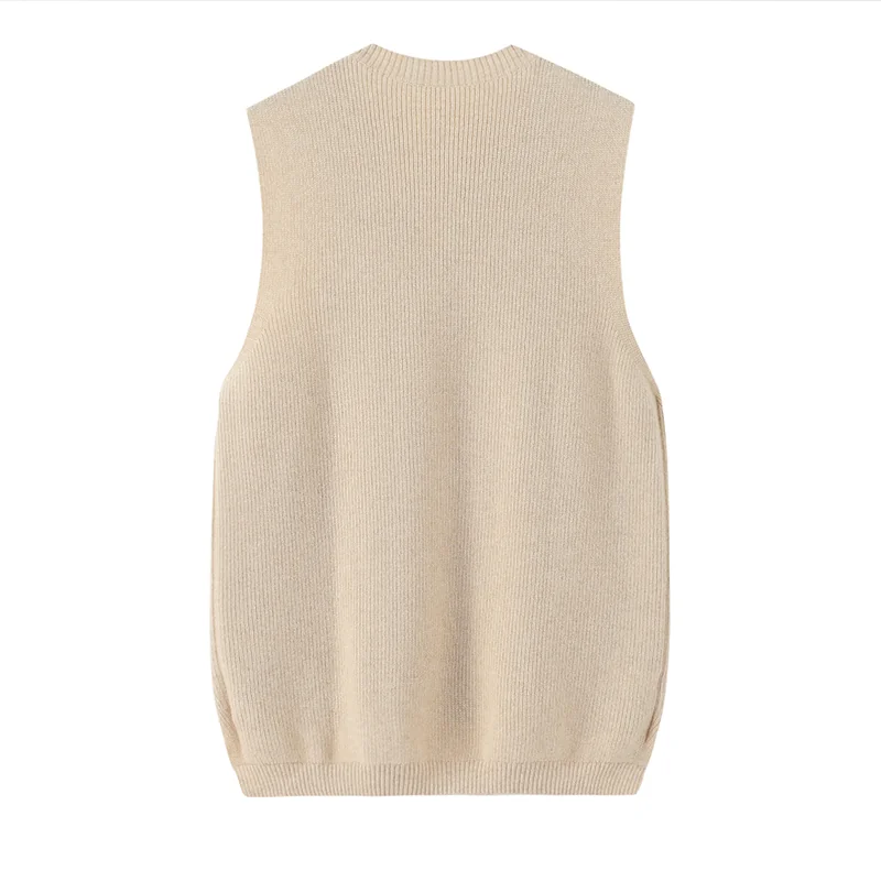 Cashmere sleeveless vest — Grey Turtleneck vest