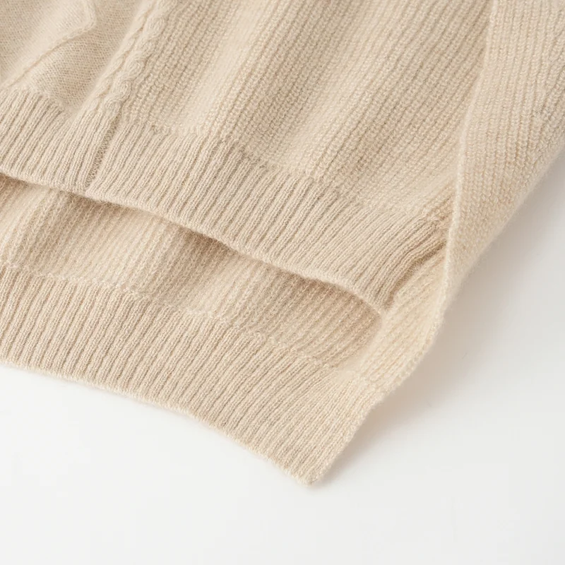100% Cashmere, Cashmere sleeveless vest — Grey Turtleneck vest, 14–15.5µm, Cashmere Garment / Women — detail view 5