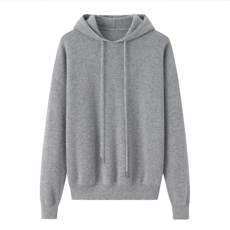 100% Cashmere, Cashmere crew-neck sweater — Grey, 14–15.5µm, Cashmere Garment / Women — detail view 2