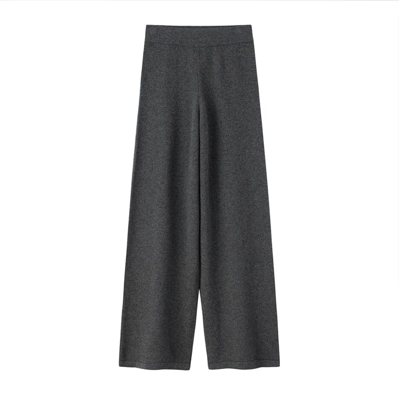 100% Cashmere, Cashmere knit trousers — Grey Trousers, 14–15.5µm, Cashmere Garment / Women — detail view 2